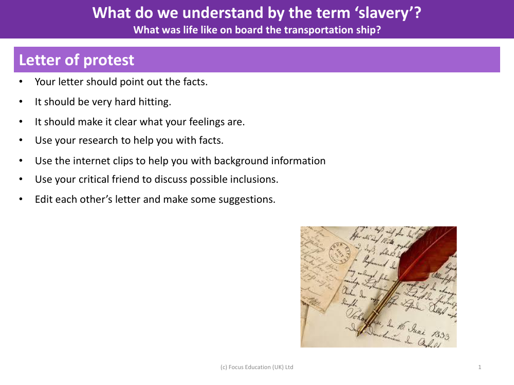 Letter of Protest - Activity - Year 5