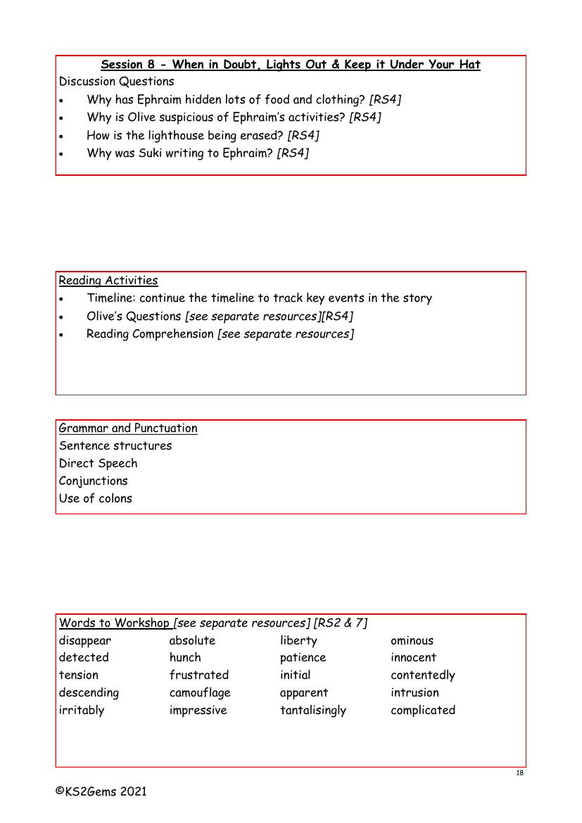 Letters from the Lighthouse - Session 8 - Worksheet