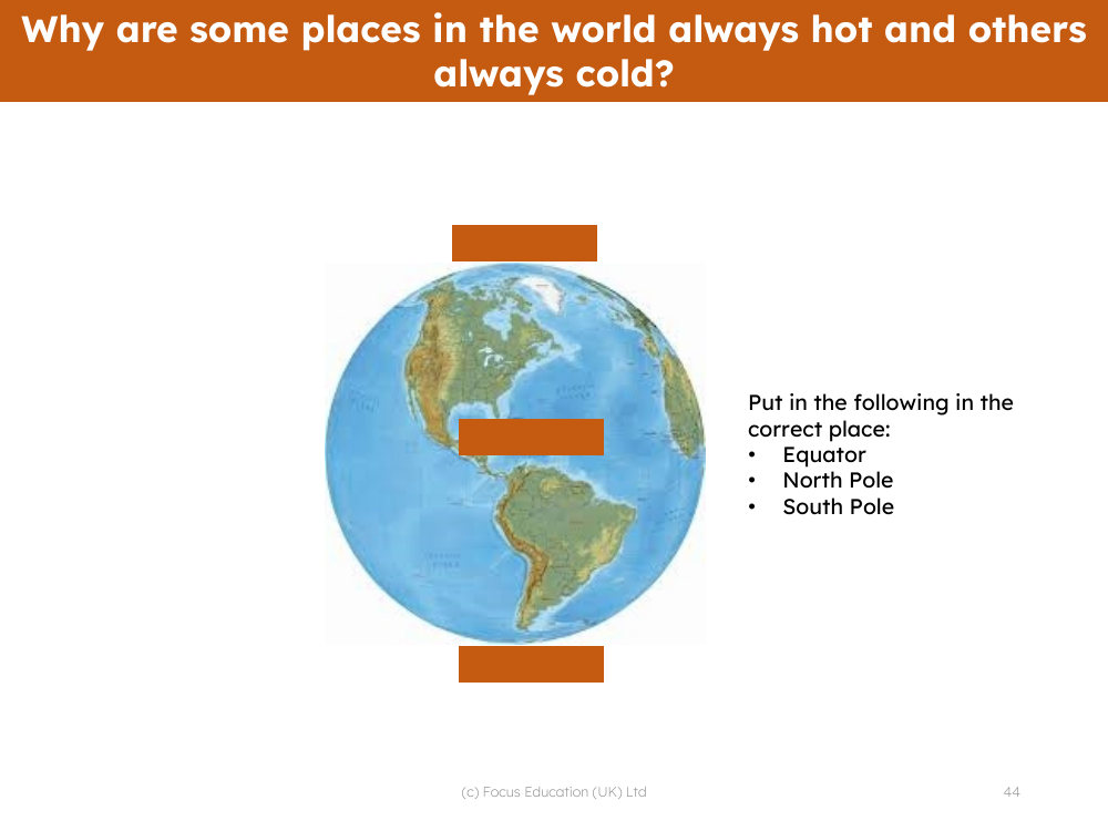 Picture match - Equator, South Pole and North Pole