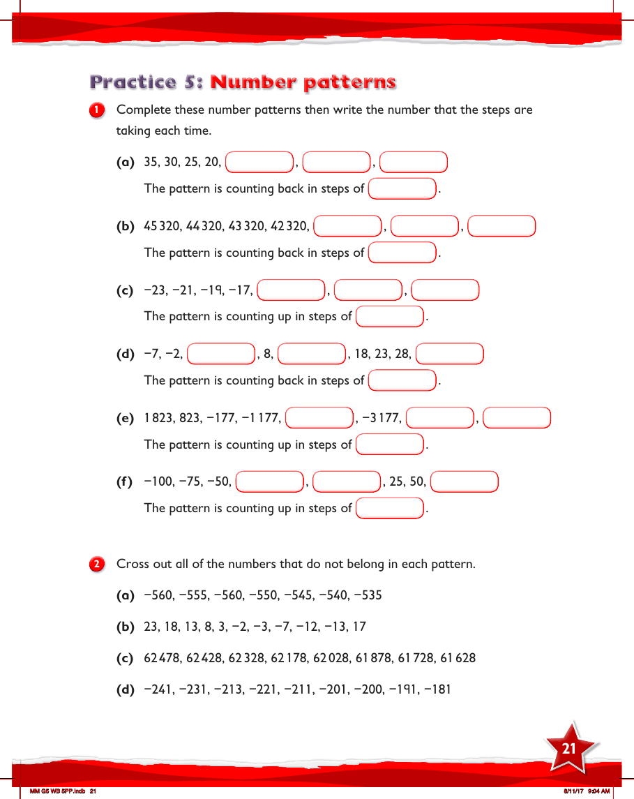 Max Maths, Year 5, Work Book, Number patterns