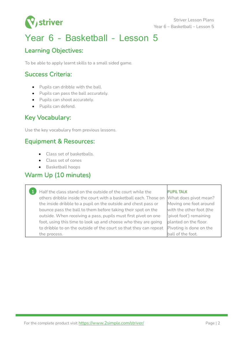 Basketball - Lesson 5