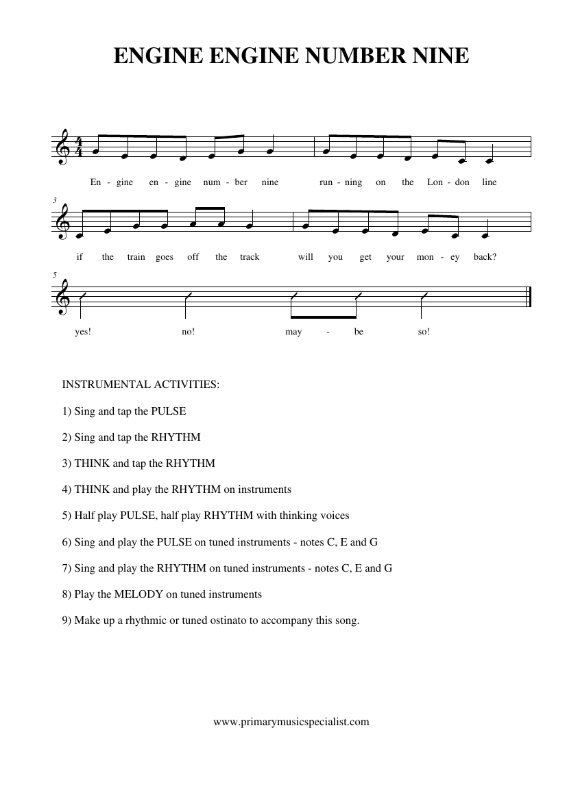 Instrumental Activity Book - Engine Engine Number Nine