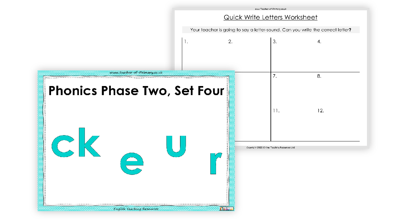 Phonics Phase 2, Set 4 - ck, e, u, r - English Phonics Teaching PowerPoint withs