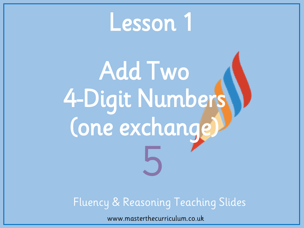 Addition and Subtraction - Add two 4-digit numbers – one exchange - Presentation