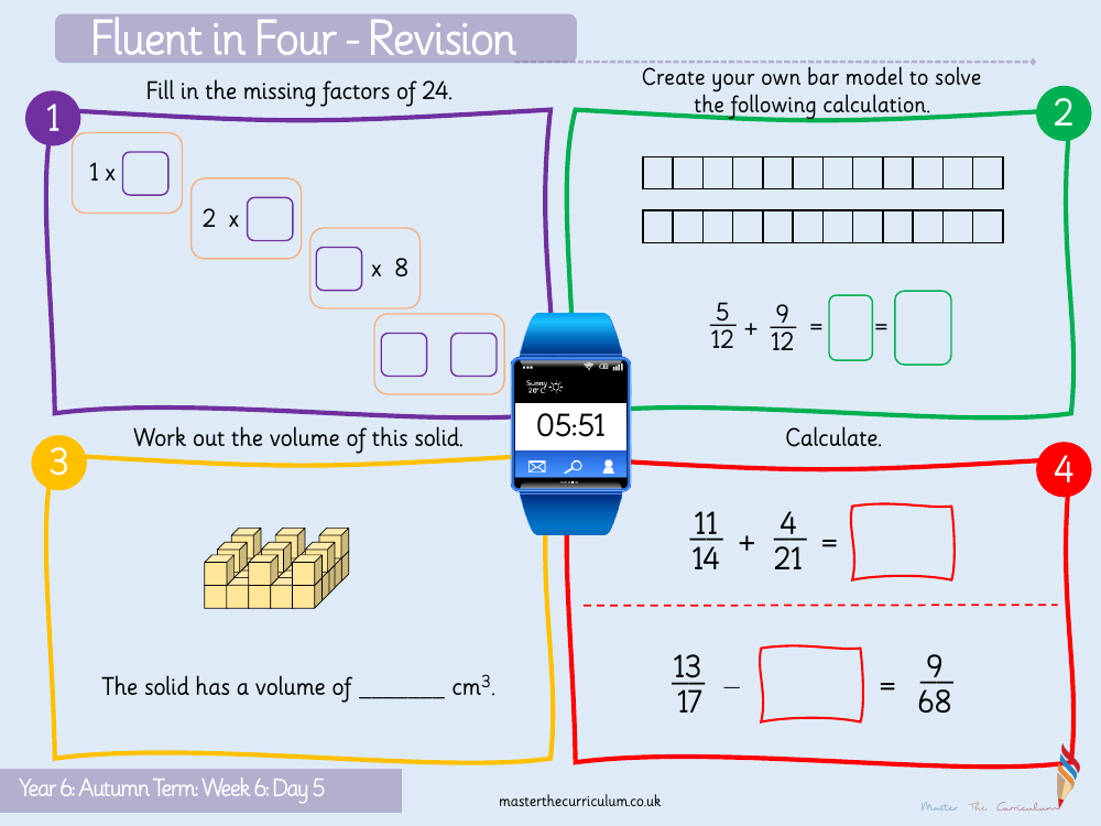 Addition, Subtraction, Multiplication and Division - Common Factors - Starter