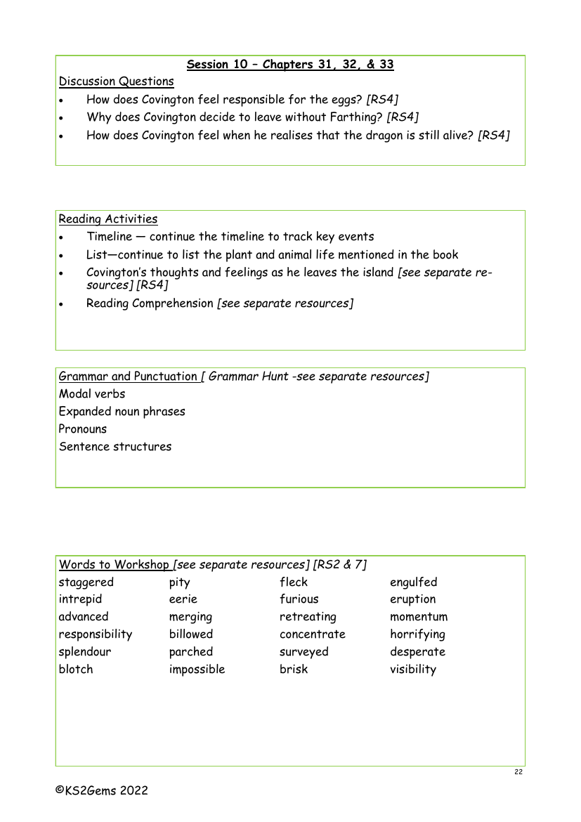 Darwin's Dragons - Session 10 - Chapters 31 -33 - Worksheet