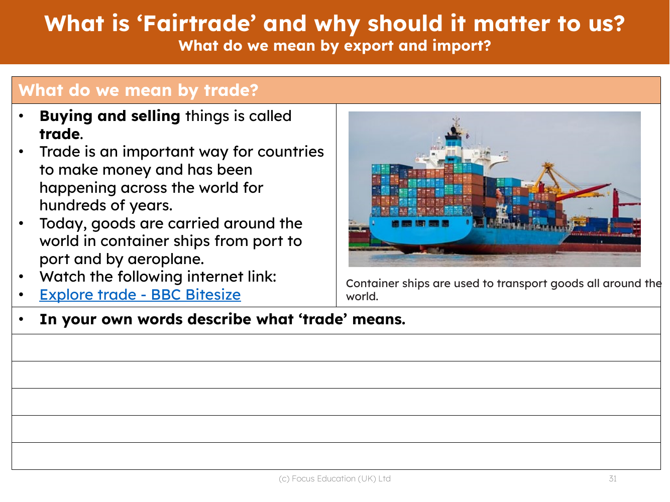 Trade - Worksheet