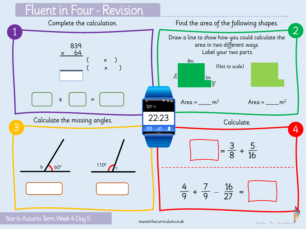 Addition, Subtraction, Multiplication and Division - Multiply 4-digits by 2-digits - Starter