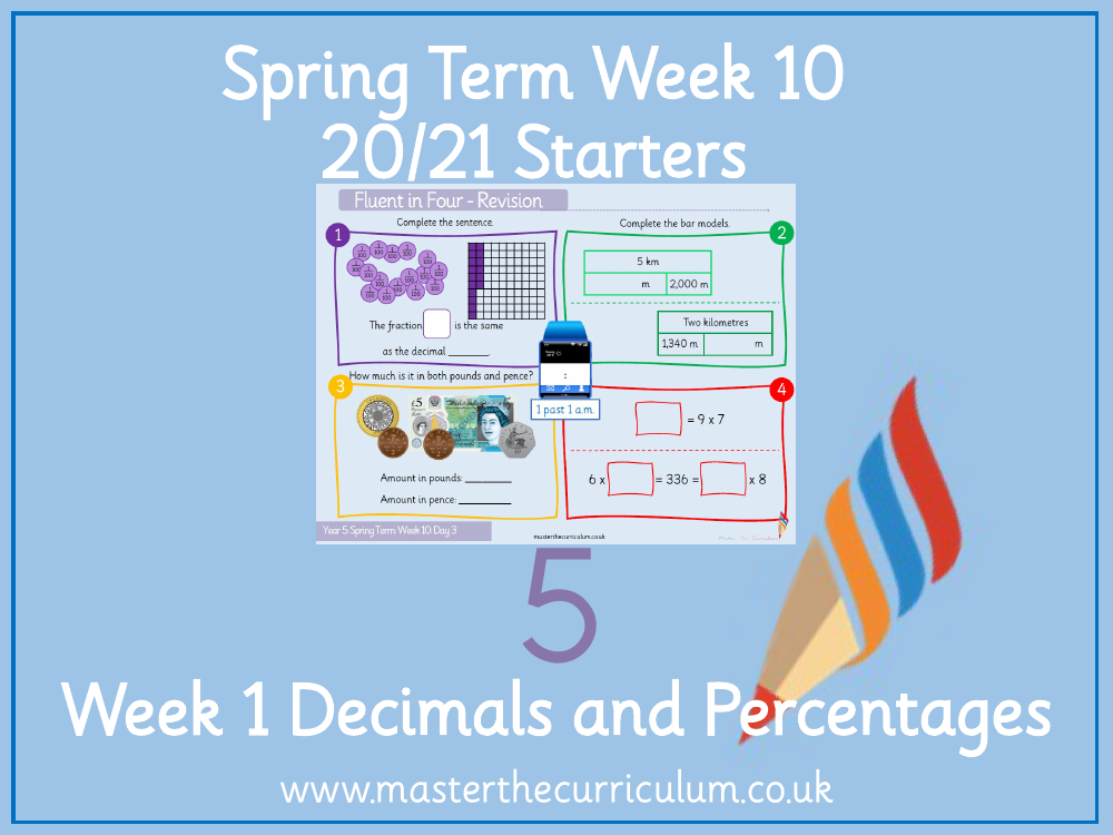 Decimals and Percentages - Decimals up to 2 Decimal Places - Starter