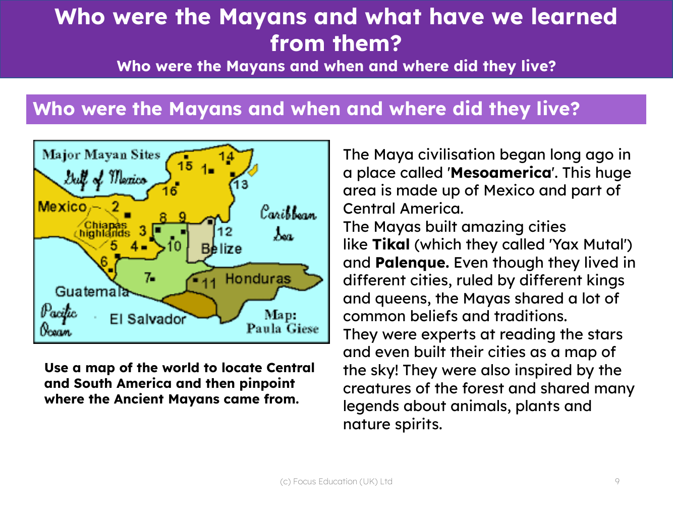 The Mayans - Info sheet