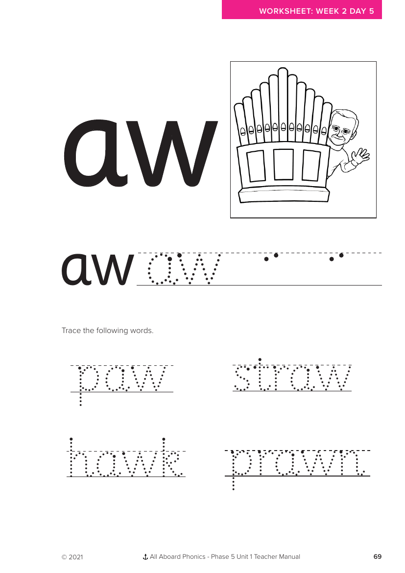 Week 2, lesson 5 Letter formation activity - Phonics Phase 5, unit 1 - Worksheet