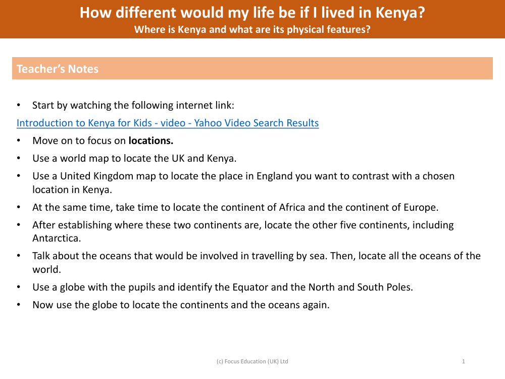 Where is Kenya and what are its physical features? - Teacher notes