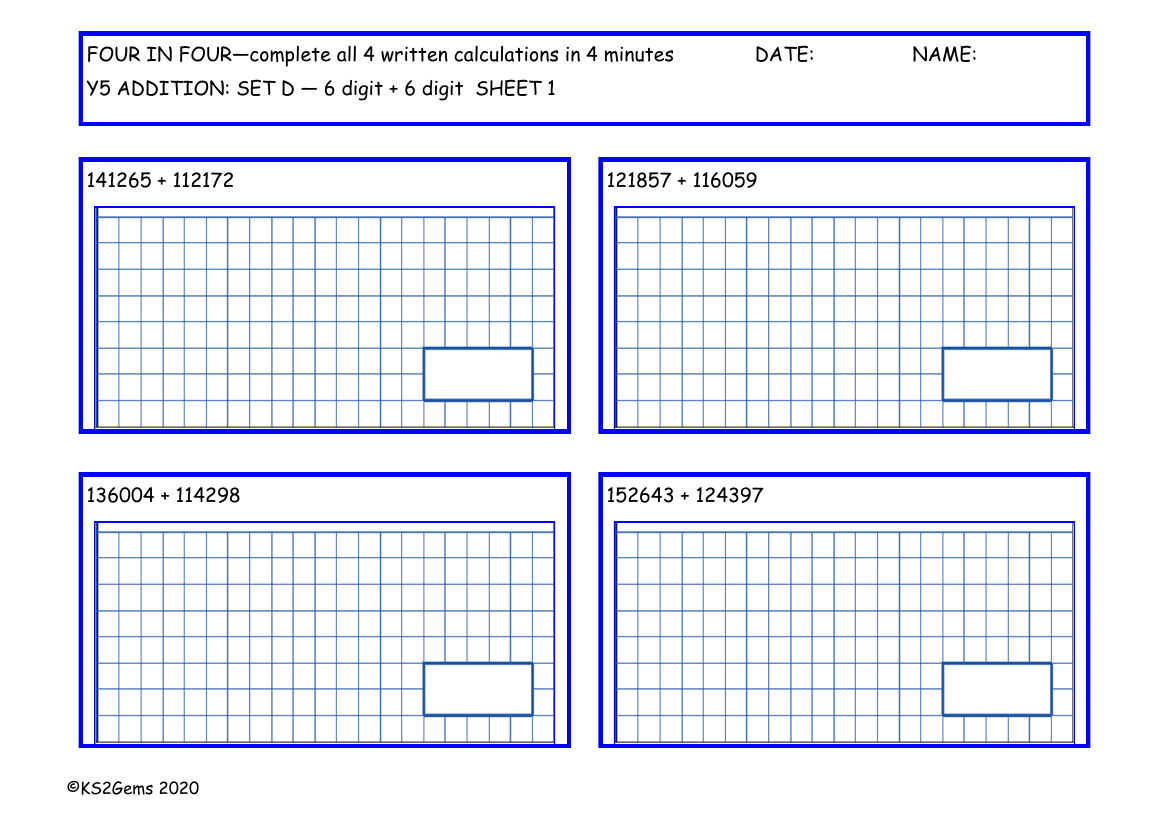 Four in Four Addition Set D - 6d + 6d