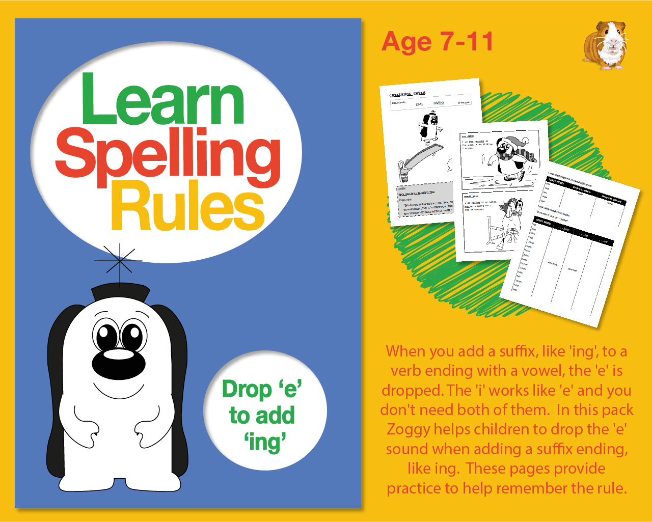 Learn Spelling Rules Challenge 3: Drop 'e' to add 'ing' (7-11 years) - Teacher Notes