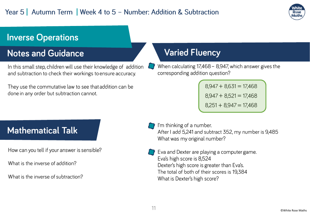 Inverse operations: Varied Fluency