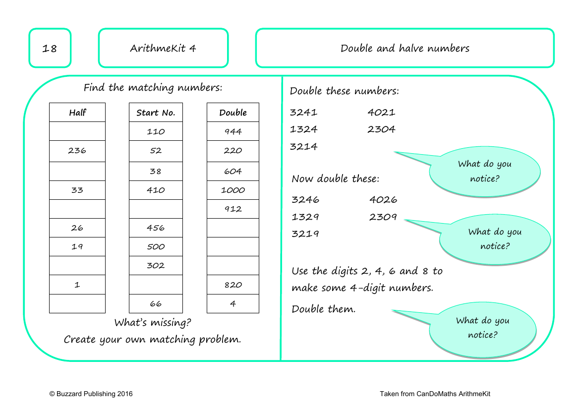 Double and halve numbers