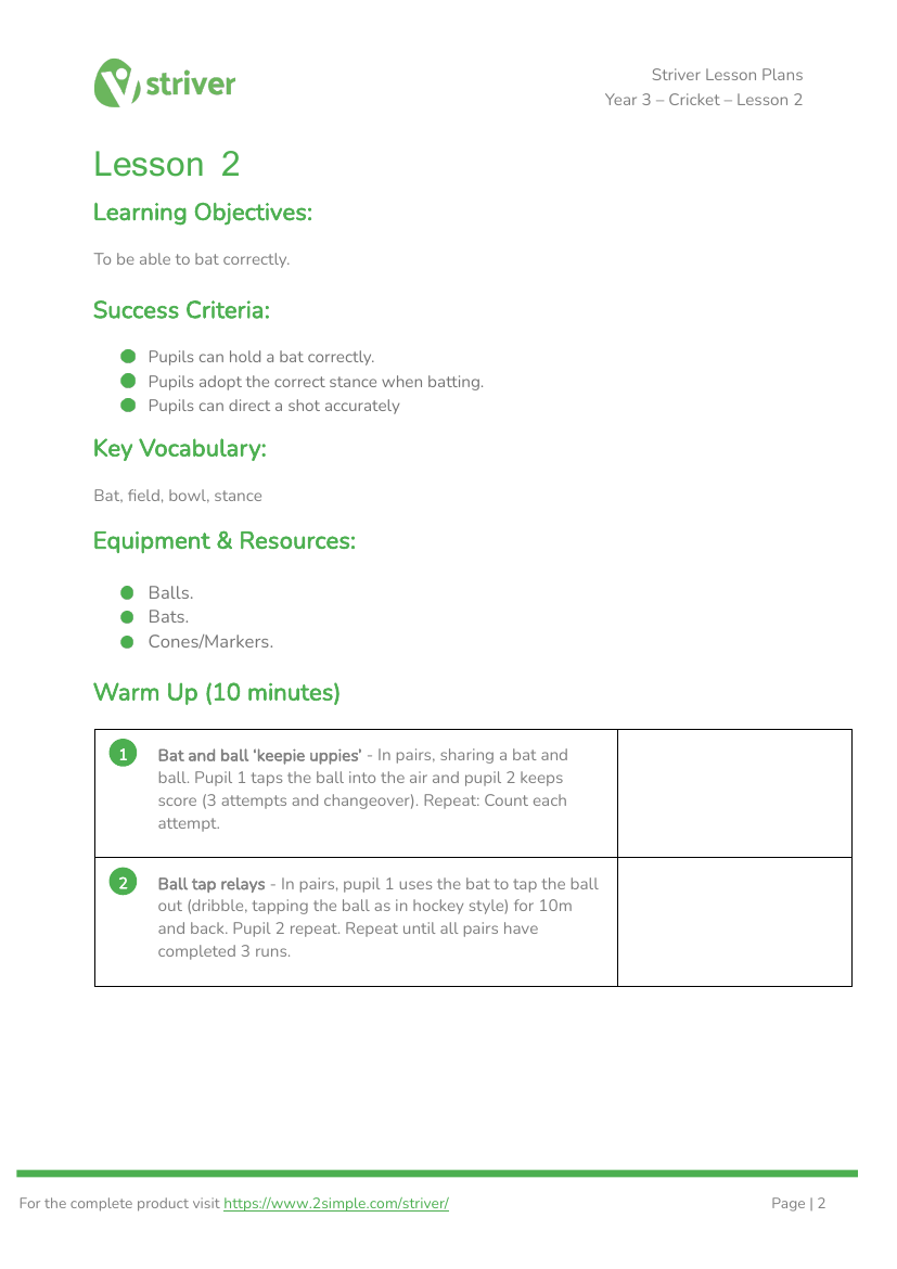 Cricket - Lesson 2