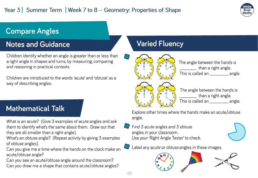 Compare Angles: Varied Fluency