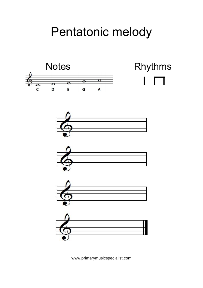 Pitch Year 5 - Pentatonic melody worksheet solfa