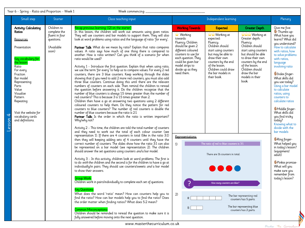 Ratio - Calculating Ratio (Activity) - Planning