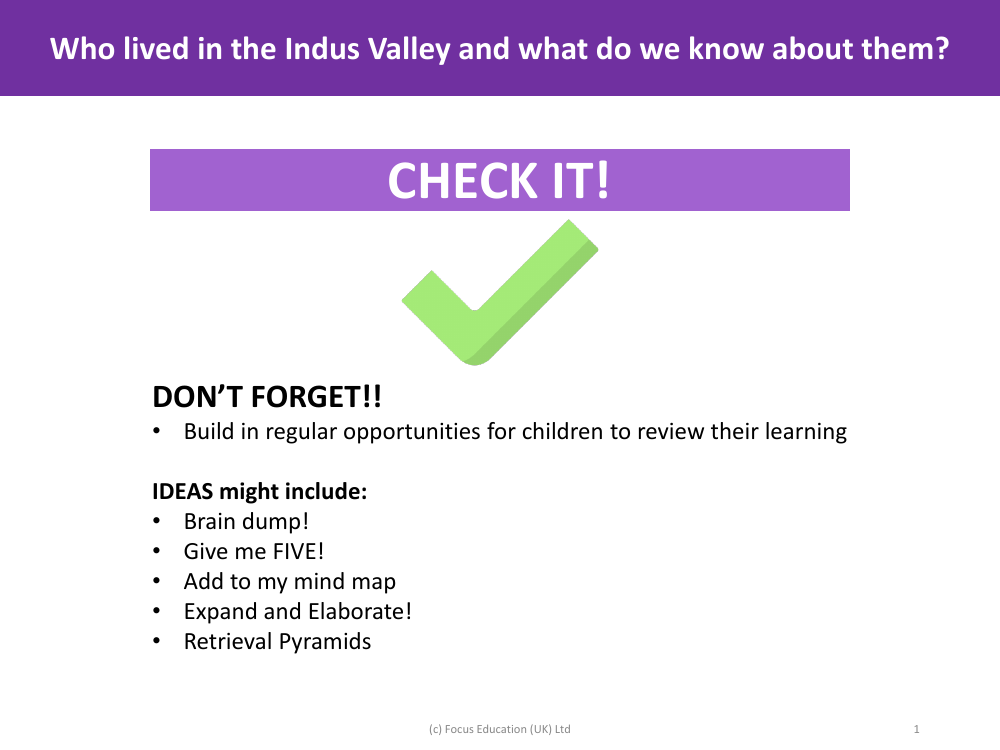 Check it! - Indus Valley - Year 4