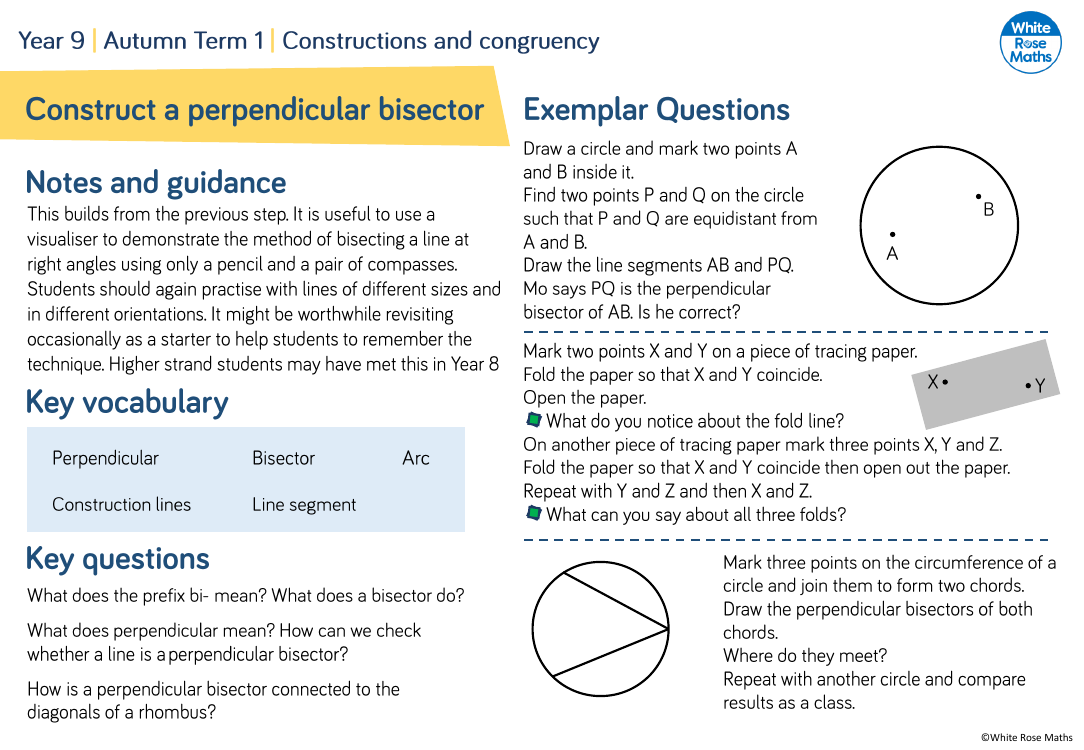 Construct a perpendicular bisector: Questions