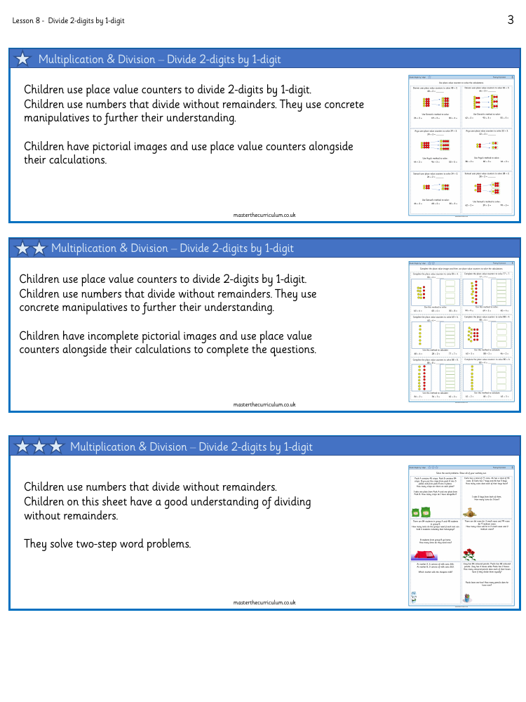 Multiplication and division - Divide two digits by one digit 1 - Worksheet