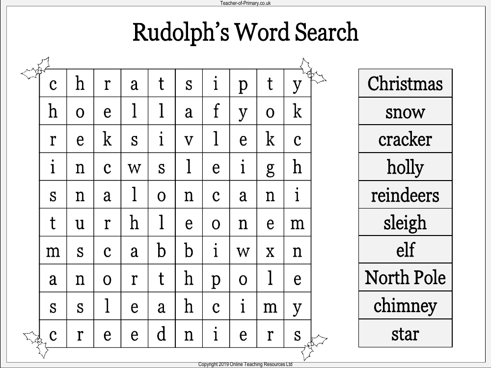 A Word Search for Rudolph - PowerPoint