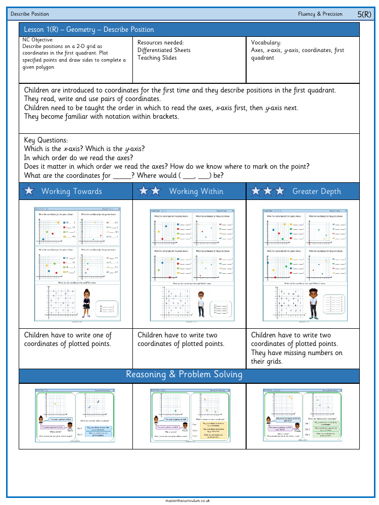 Position and Direction - Describe Position - Worksheet