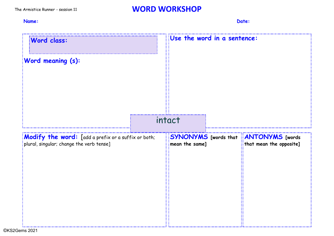 Armistice Runner - Session 11 - Word Workshop