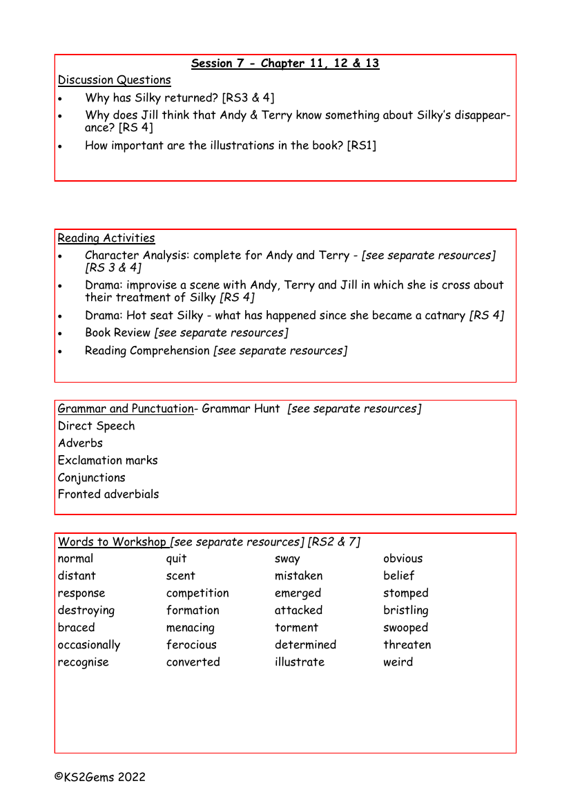 The 13-Storey Treehouse - Session 7 - Chapters 11, 12 and 13 - Worksheet