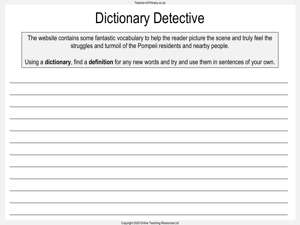 Volcanoes - Unit 4 - Dictionary Detective Worksheet