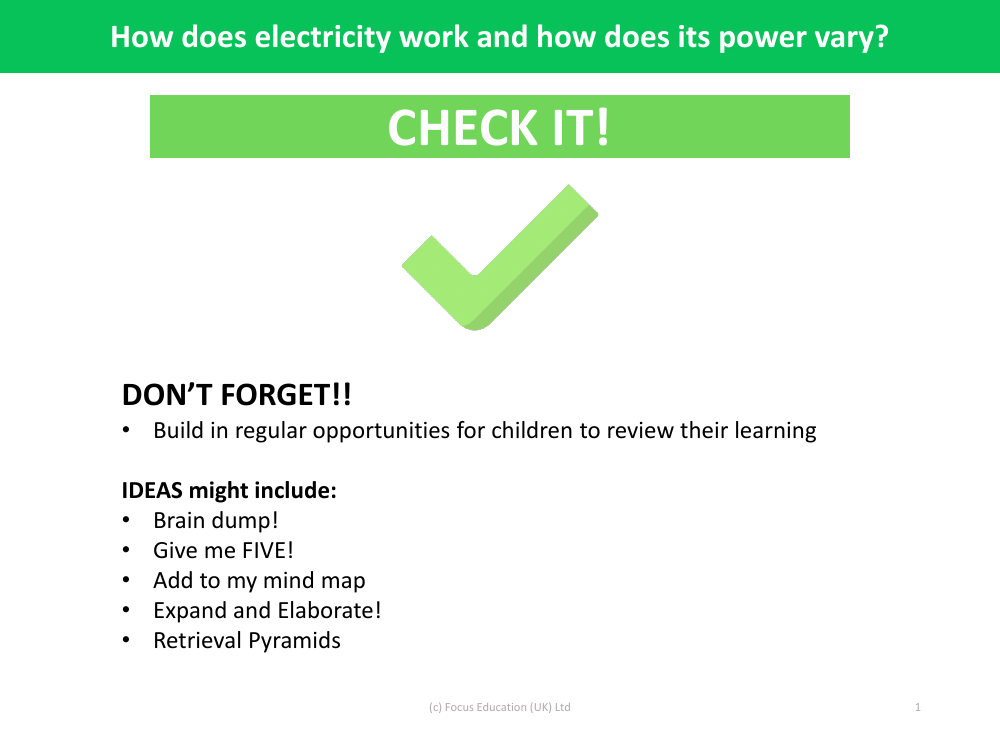 Check it! - Electricity - Year 6