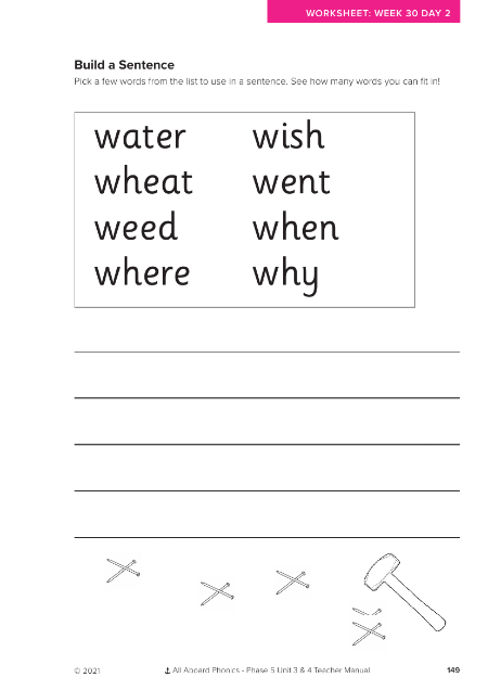 Build a Sentence activity - Worksheet 
