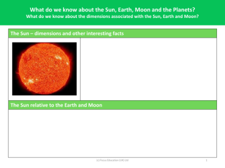 The Sun  fact file - Worksheet