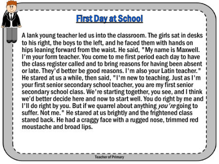 Autobiography - Lesson 4 - First Day at School Worksheet