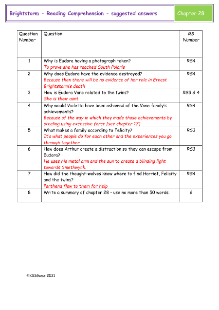 5. Reading Comprehension suggested answers