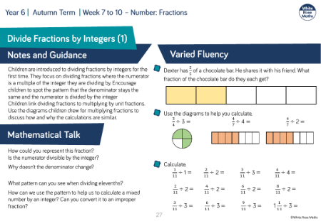 Divide fractions by integers (1): Varied Fluency