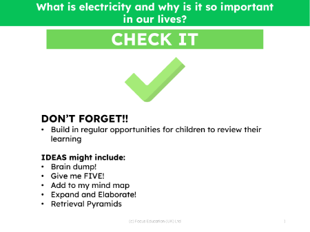 Check it! - Electricity - 3rd Grade