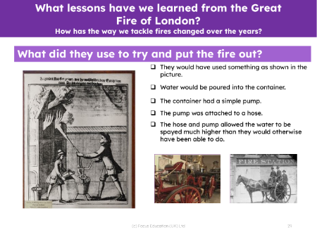 What did they use to try and put the fire out? - Info sheet