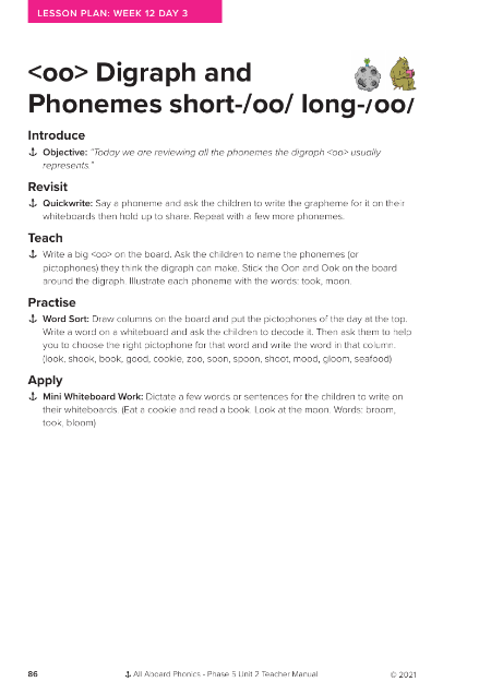 Digraph "oo" and Phonemes short "pp" and long "oo" - Lesson plan  