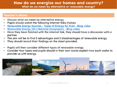 What do we mean by alternative or renewable energy? - teacher's notes
