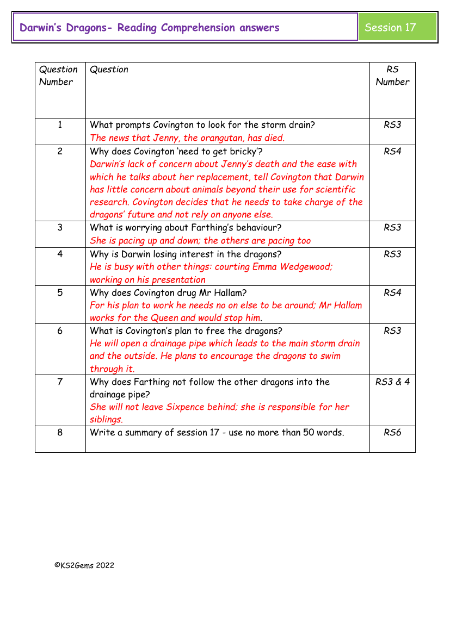 4. Reading Comprehension answers