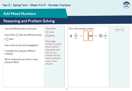 Add Mixed Numbers: Reasoning and Problem Solving