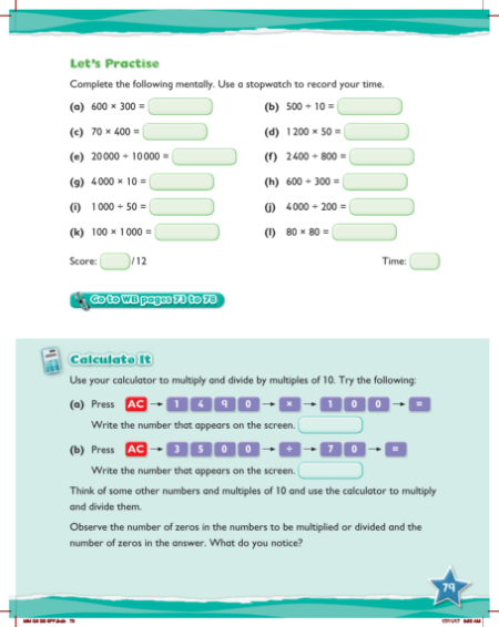 Practice, Multiplying and dividing by multiples of 10
