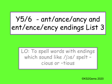 Revise 'ant', 'ance', 'ancy', 'ent', 'ence' and 'ency' Endings Presentation