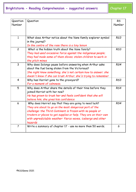 5. Reading Comprehension suggested answers