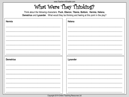 A Midsummer Nights Dream Lesson 8: What a Muddle! - What Were They Thinking? Worksheet 2