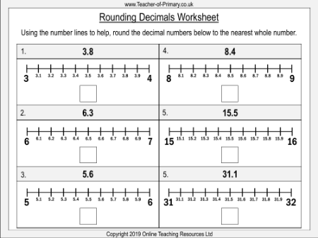 Rounding Decimals - Worksheet