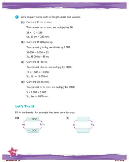 Max Maths, Year 5, Try it, Review of units of length, mass and volume (1)